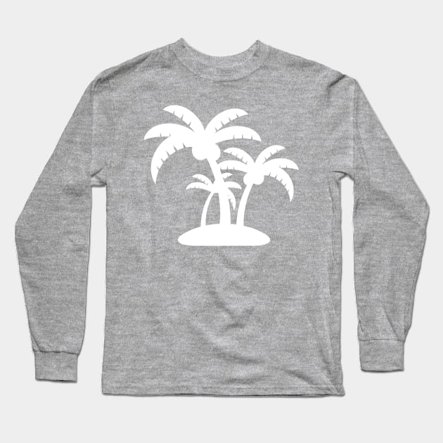 White Coconut Tree Summer Tropic Design on Gray Long Sleeve T-Shirt by Syressence